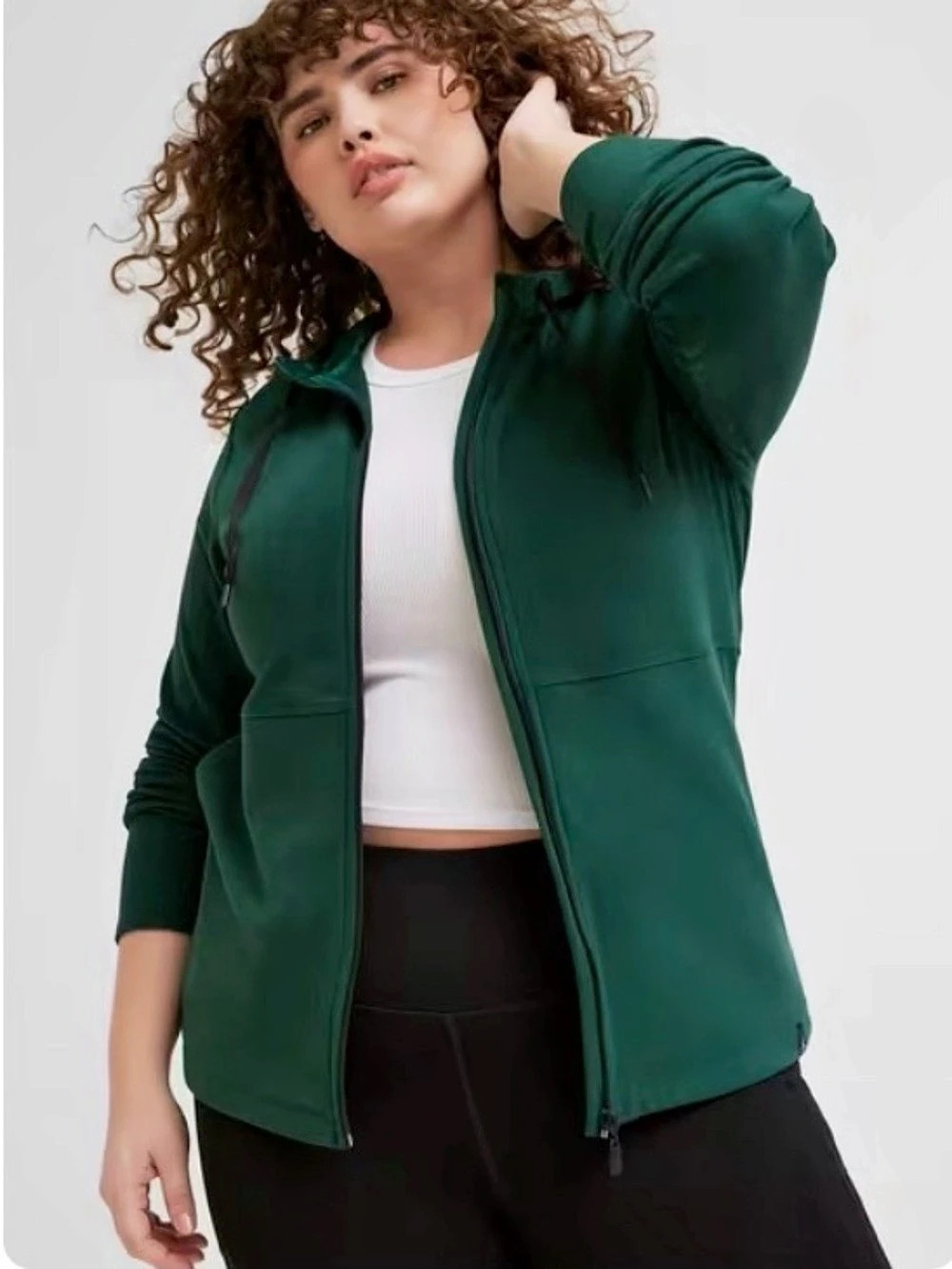 Torrid Botanical Garden Green & Black Hooded Zip Sweatshirt Size 3X